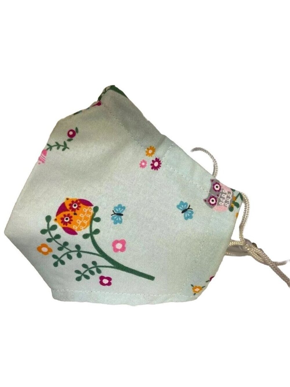 Owl & Butterfly Handmade Cotton Face Mask Adjustable Blue Green